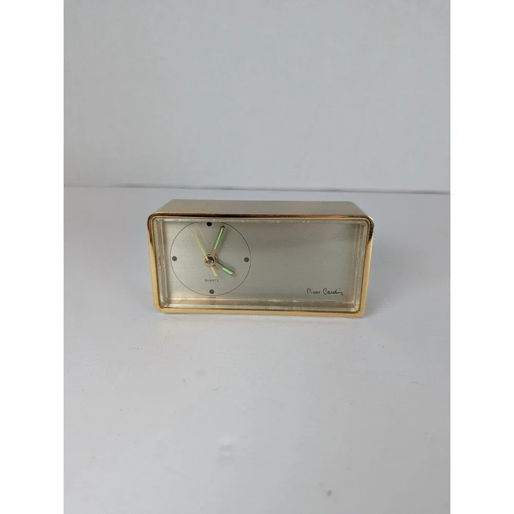 Pierre Cardin Deluxe Executive Quartz Desk Clock Vintage Tested Working!
